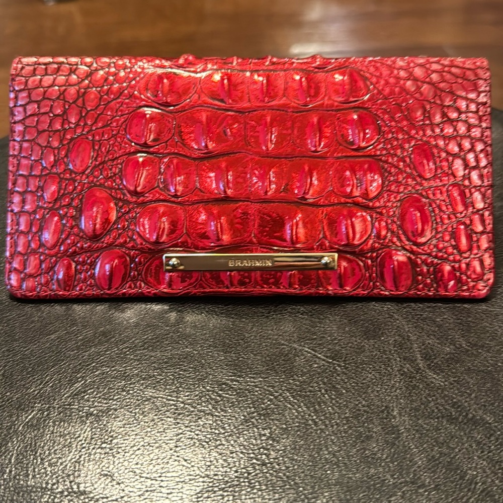 Brahmin Ady Red Croc-Embossed Wallet